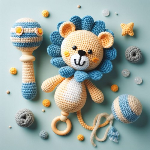 Crochet Leon Baby Rattle Amigurumi