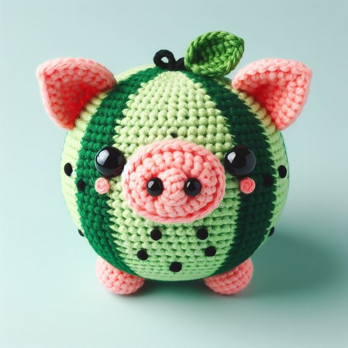 Crochet Watermelon Pig Amigurumi Pattern