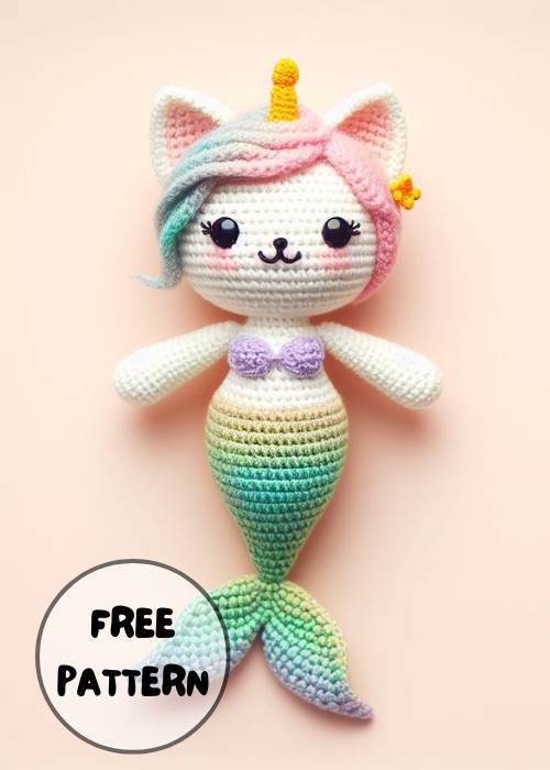 Free Crochet Cat Mermaid Amigurumi Pattern