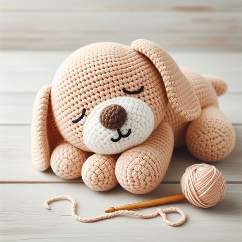 Free Crochet Sleeping Dog Amigurumi